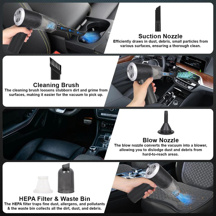 3-in-1 Portable Car Vacuum Cleaner with Blower