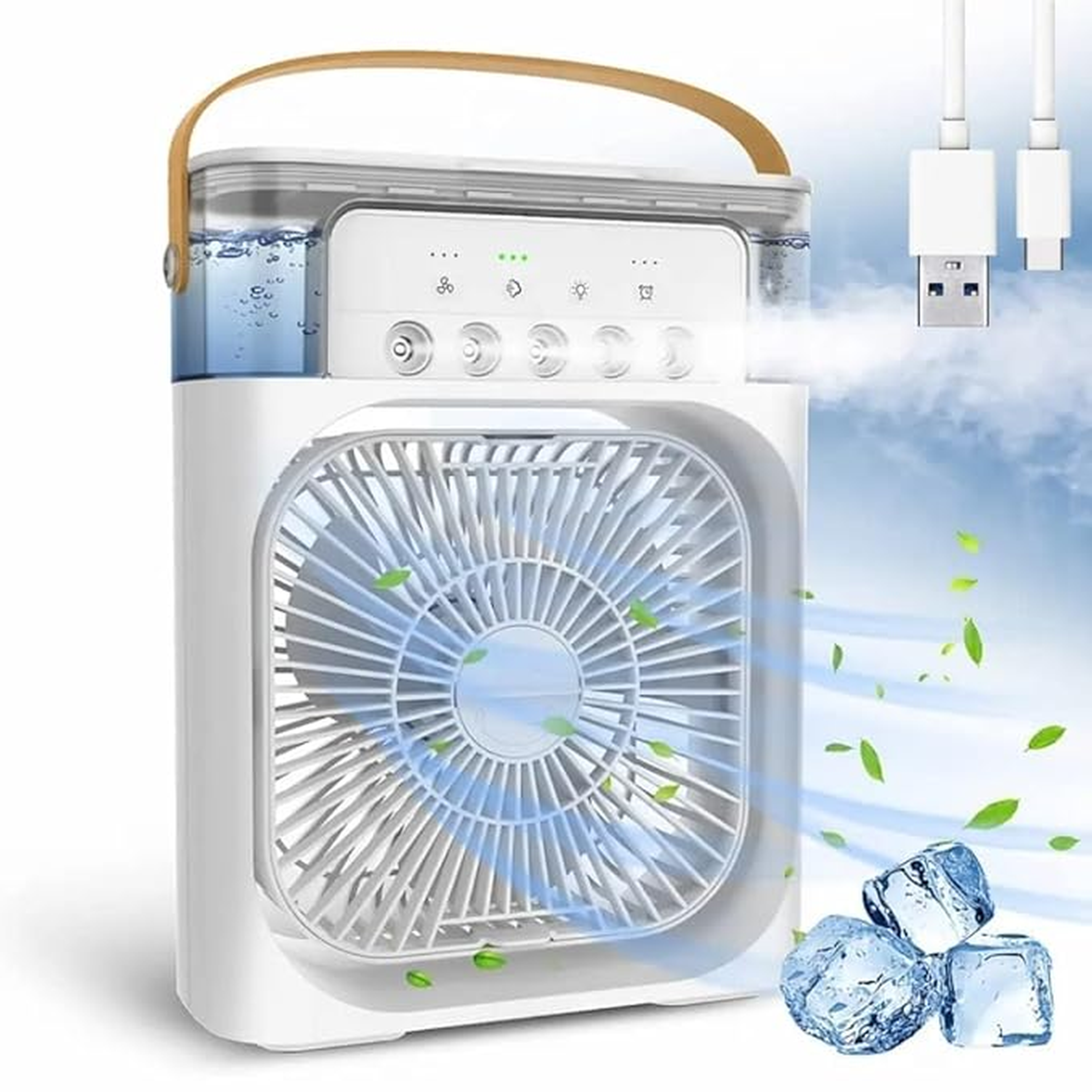Portable 3-in-1 Mini  Air Cooler with Mist Spray