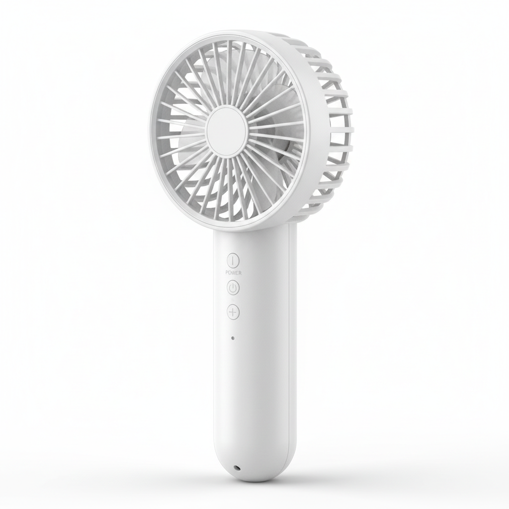 Korean Style Portable USB Fan – Rechargeable 1200mAh Battery, Up to 6 Hours Working Time, 3-Speed Modes, Low Noise, Compact & Lightweight with USB Cable (Random Color)